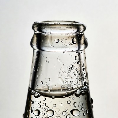 Close-up of a drink bottle with water droplets