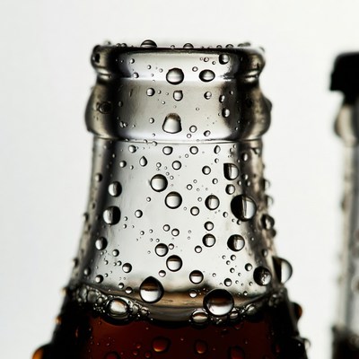 Bottle with water droplets close-up