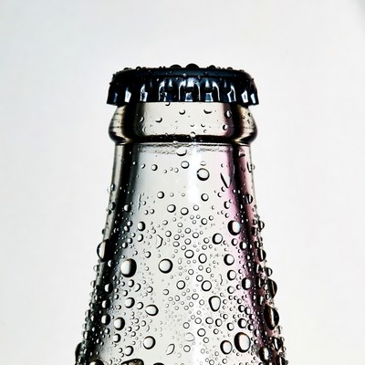 Bottle top with water droplets