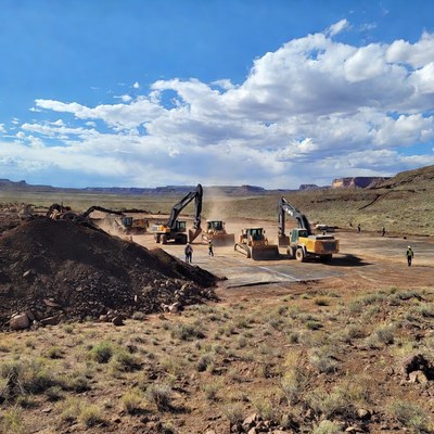 Heavy machinery works on dirt site