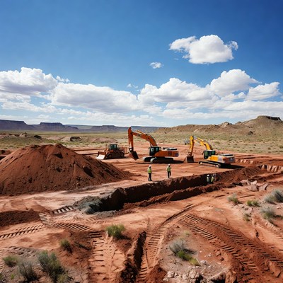 Excavation work in open landscape