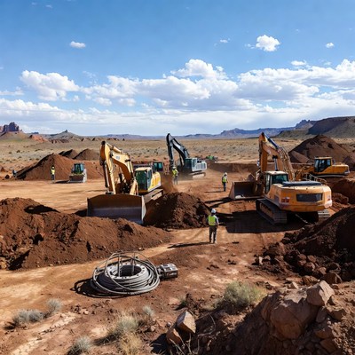 Construction activity in desert area