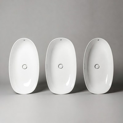 Three oval sinks in a row