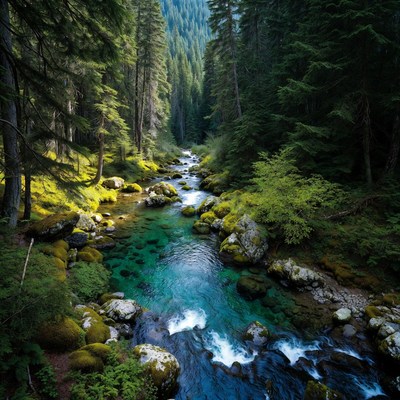 Stream flows through forest landscape