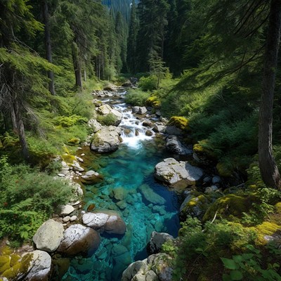 Clear water flows through forest