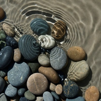Stones in shallow water
