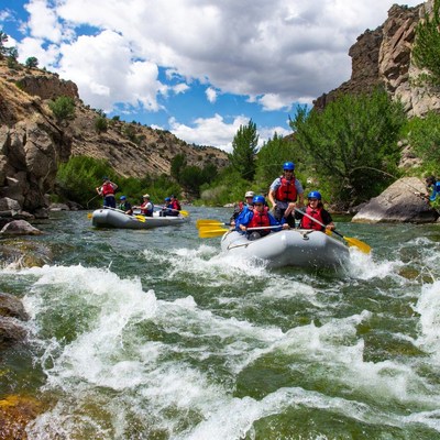 Rafting on a river in summer