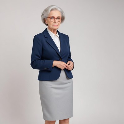 Senior woman in business attire stands