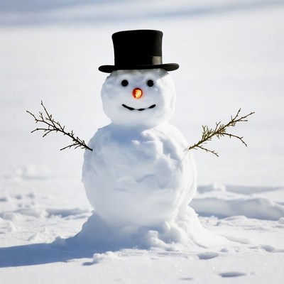 Snowman built on a winter day