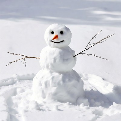 Snowman made in winter yard