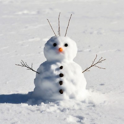 Snowman in winter landscape