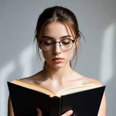 Young woman reading book indoors