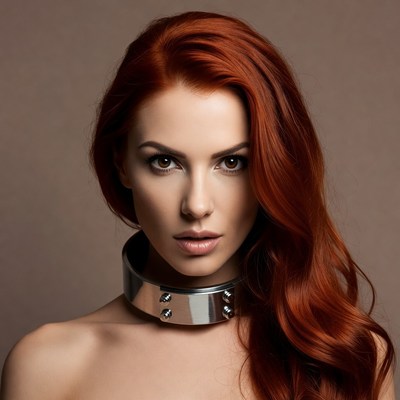 Woman with red hair and silver choker