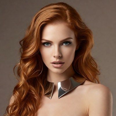 Model with red hair and silver necklace