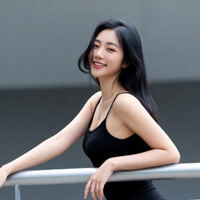 Woman at a railing smiling