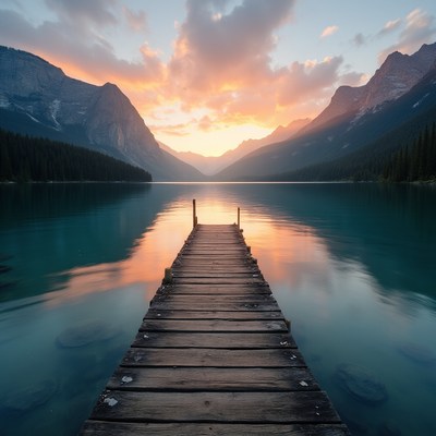 Sunset at the lake dock
