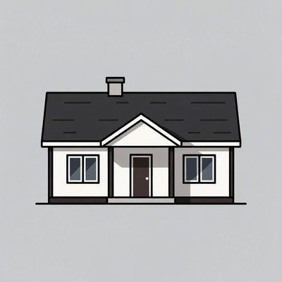 Simple house illustration on grey background