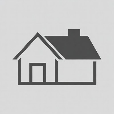 Simple house outline on gray background