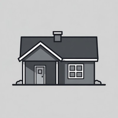 Simple house outline on gray background