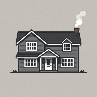 House with chimney and smoke