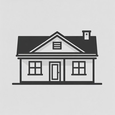 Simple house design with roof and windows