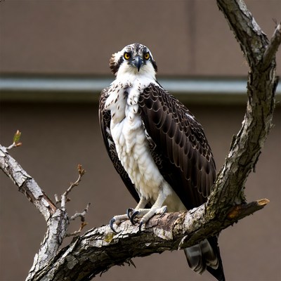 Osprey perched on a tree branch