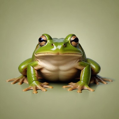 Frog sitting on green surface