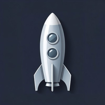 Rocket in simple design on dark background