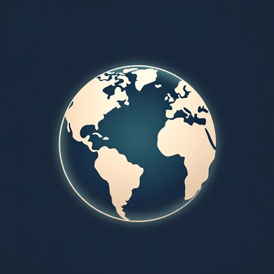 Globe showing countries and oceans