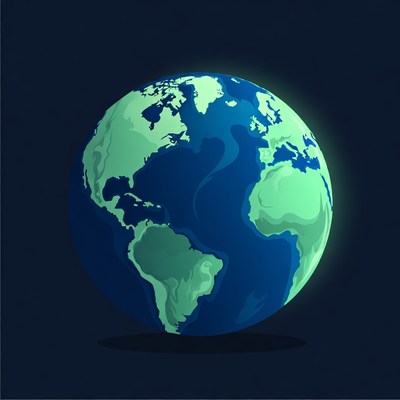 Globe showing continents and oceans