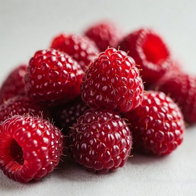 Fresh raspberries on simple background