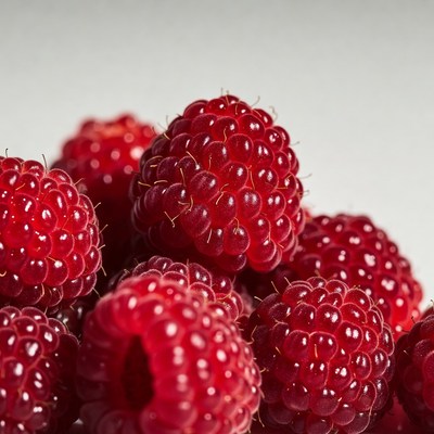 Fresh red raspberries on a surface