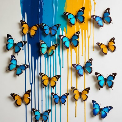 Butterflies on colored background