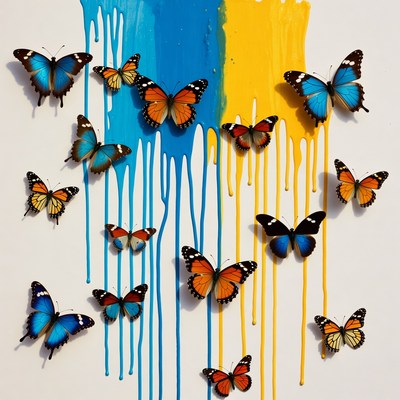 Butterflies on colorful background