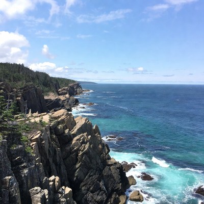 Coastal view from rocky cliffs