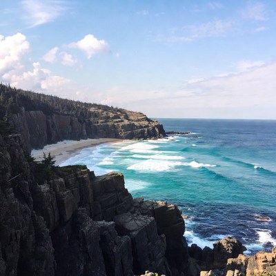 Coastal view with cliffs and waves