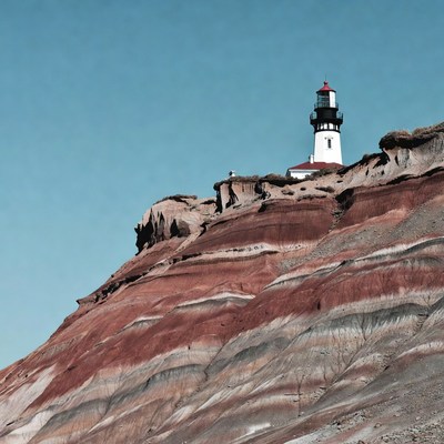 Lighthouse on rocky cliff