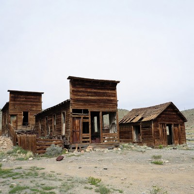 Abandoned buildings in a ghost town