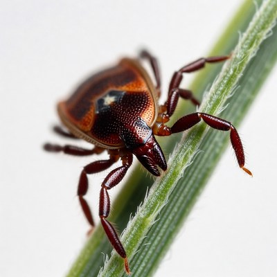Tick on green grass blade