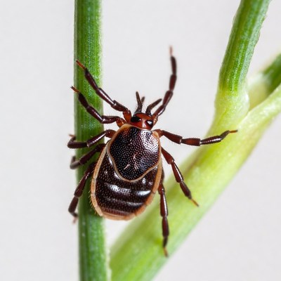 Close-up of a tick on a leaf