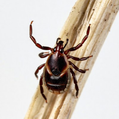 Close view of a tick on a branch