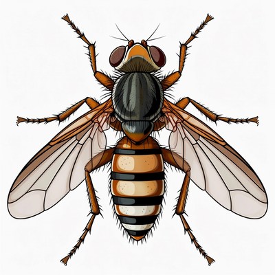 Detailed view of a common fly