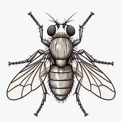 Detailed drawing of a fly