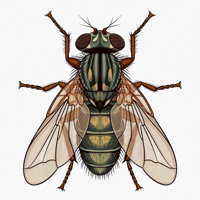 Detailed view of a common fly