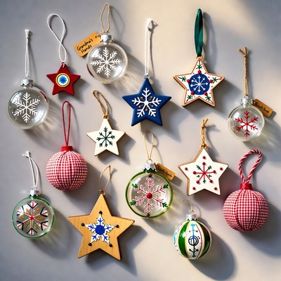 Colorful christmas tree ornaments display