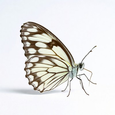 Butterfly perched on white surface