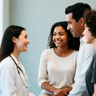 Doctor discusses health with patients