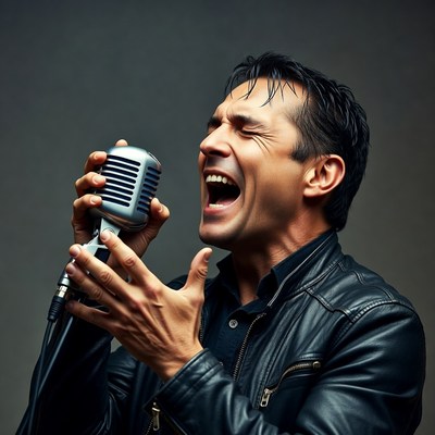 Singer performs on stage