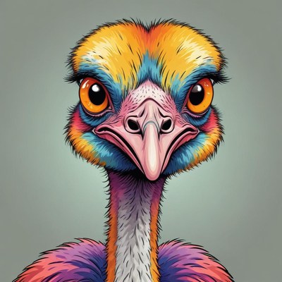 Colorful ostrich head close up