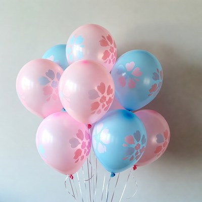 Colorful balloons with hearts design